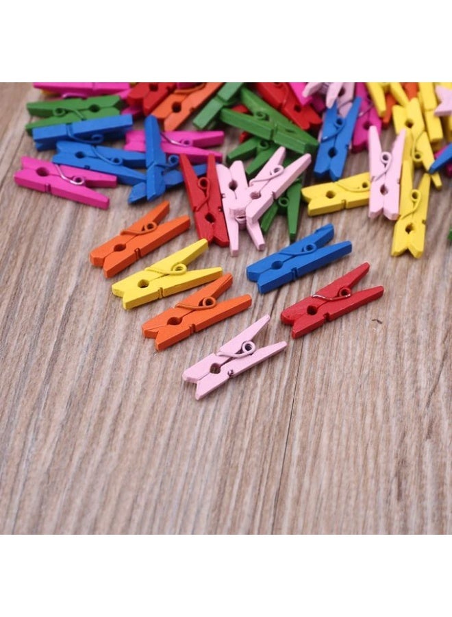 Multicolor Wooden Clothespins Clips Set – Colorful Mini Photo Paper Display Clips set of - Image 3