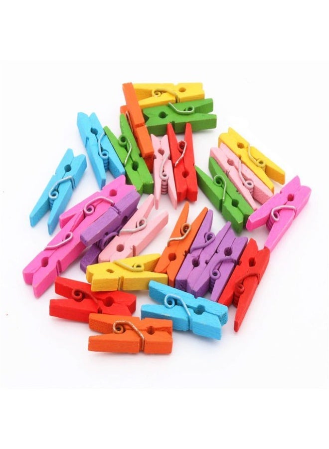 Multicolor Wooden Clothespins Clips Set – Colorful Mini Photo Paper Display Clips set of - Image 4