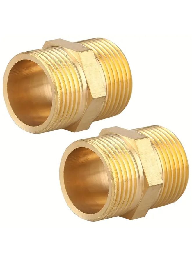 Brass Double Nipple G1 Inch 32 5mm External Thread 2pcs Dual Hexagon Connector Fitting - Image 2