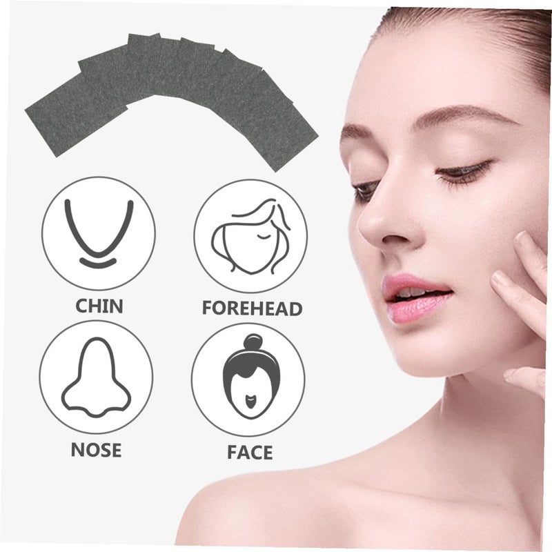 2 Sets Facial Oil Absorbing Paper Sheets with Charcoal 200 Pieces Oil Control Blotting Paper for Oily Skin Makeup Friendly Face Cleaning Tissue - Image 3