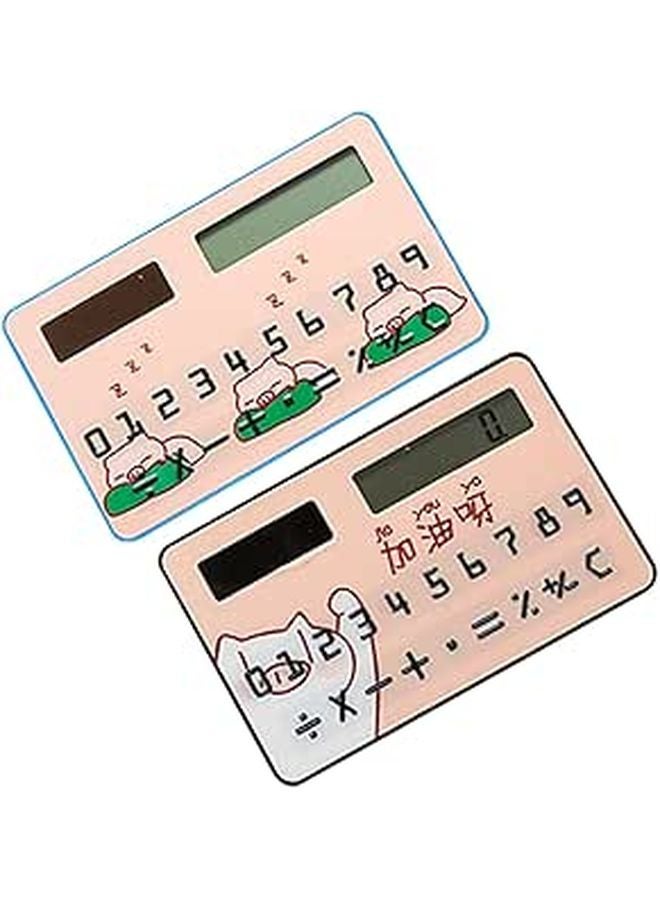 2Pcs Ultra Thin Solar Pocket Calculator Set Mini Card Format For Students Office Use - Image 1