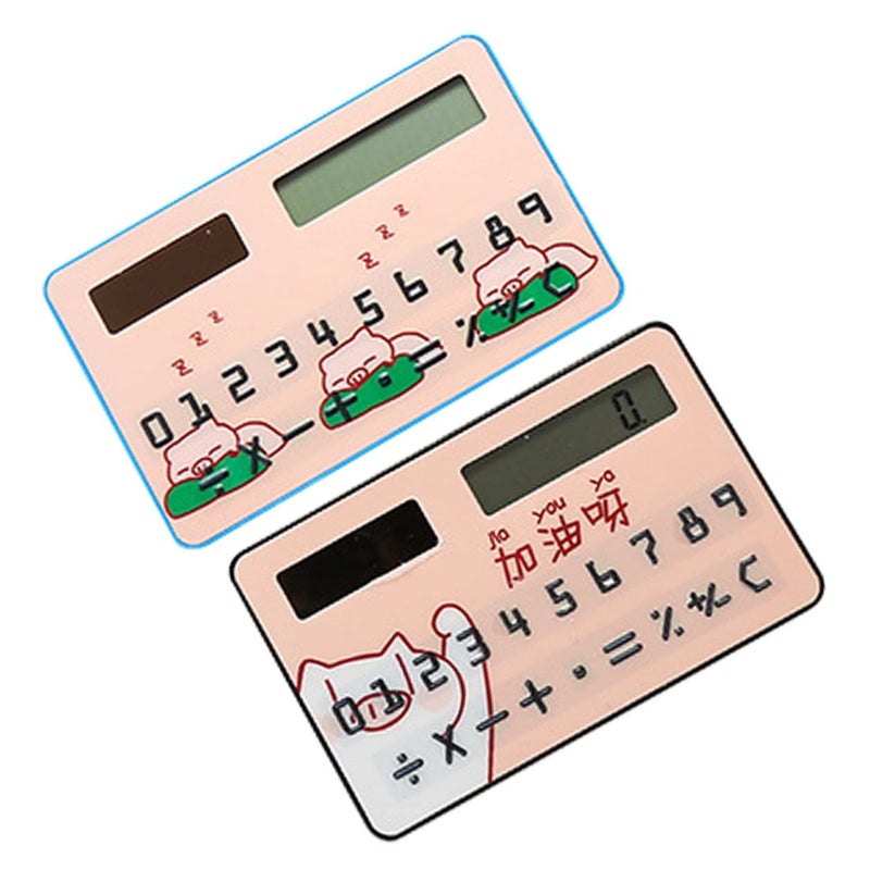 2Pcs Ultra Thin Solar Pocket Calculator Set Mini Card Format For Students Office Use - Image 2
