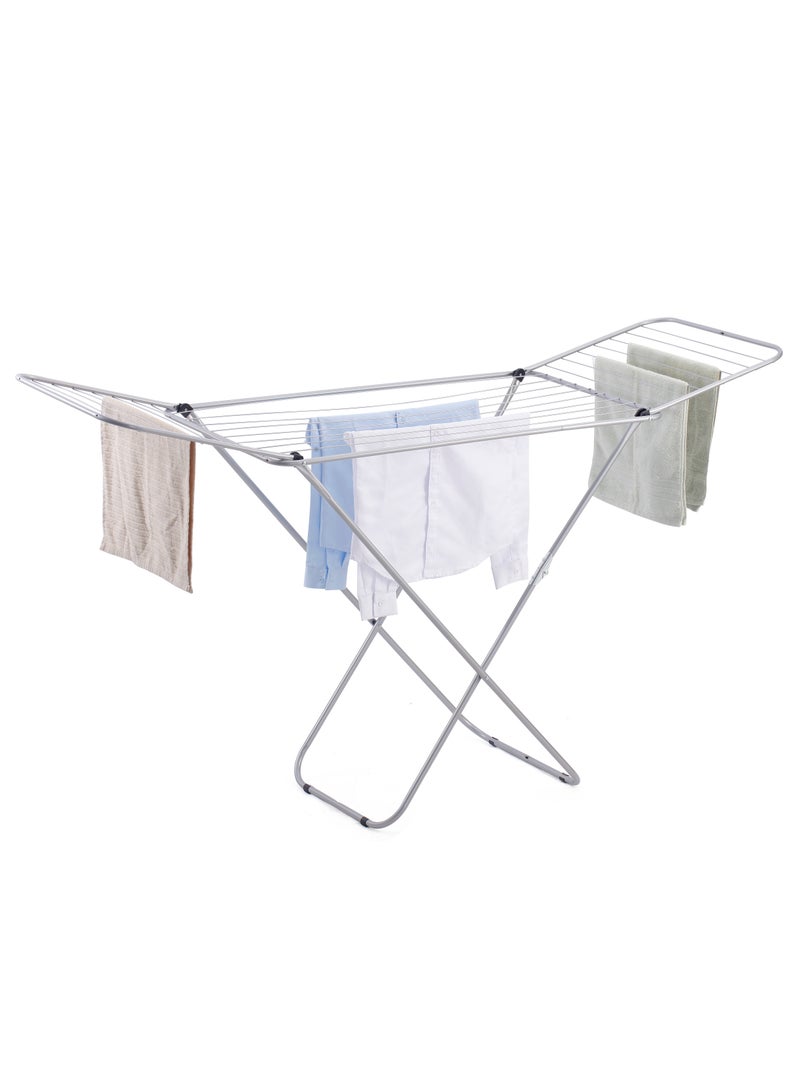 سويت هوم حامل تجفيف الملابس من الفولاذ المقاوم للصدأ، حامل تجفيف الملابس المتين، يوفر المساحة، محمول وقابل للطي، مثالي للمناطق الصغيرة - Image 1
