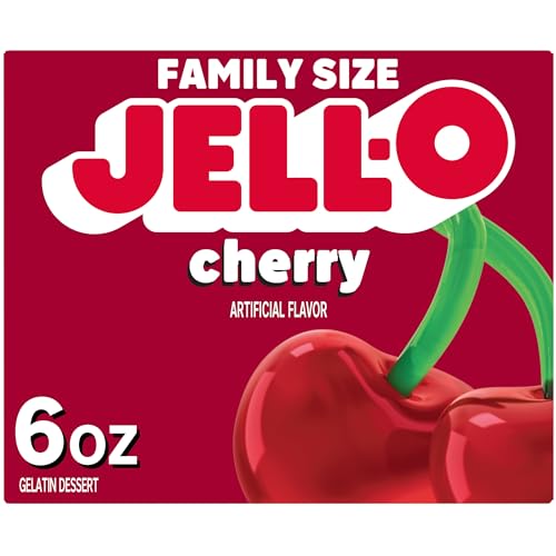 Jell-O Cherry Gelatin Dessert Mix, Family Size, 6 oz Box - Image 1