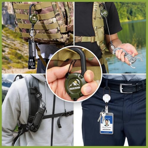 pasezenn Upgraded Retractable Keychain Heavy Duty,10 OZ Retraction,28in/70cm Stainless Steel Cord,Retractable Badge Holder,Carabiner Clip and Key Ring for Work,Outdoor, Black 1 Pack - Image 5
