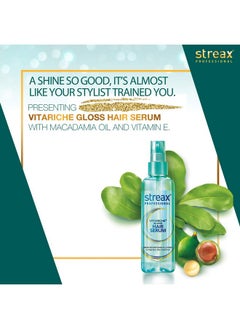 Streax Professional Vitariche Gloss Hair Serum for Women and Men | Enriched with Macadamia Oil and Vitamin E | | Helps In Everyday Styling | Adds Shine To Hair, 100 ml (Pack of 2) - pzsku/Z48D5F3943175412C2AB4Z/45/_/1736426664/41f640bc-ad76-4a7c-b86f-6b551a7e54c0