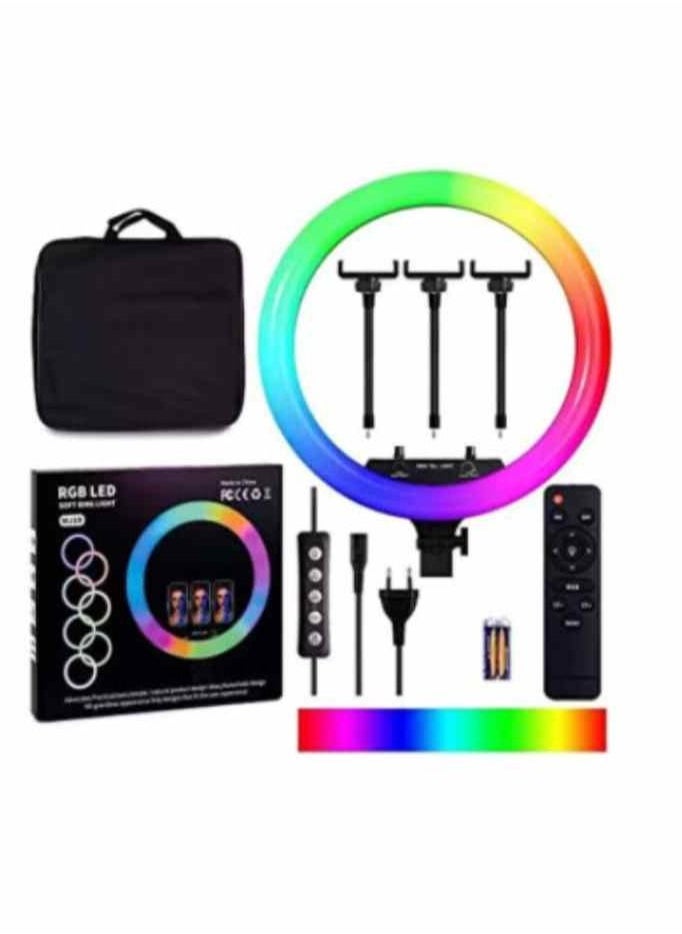 Generic 18-inch RGB Ring Light with Stand 42W Dimmable Bi-Color 3200K-5600K CRI 95+ LED Ring Light with 0-360 Full Color 9 Special Scenes Effect for Selfie Makeup Party Vlog YouTube Video Shooting  - Image 1