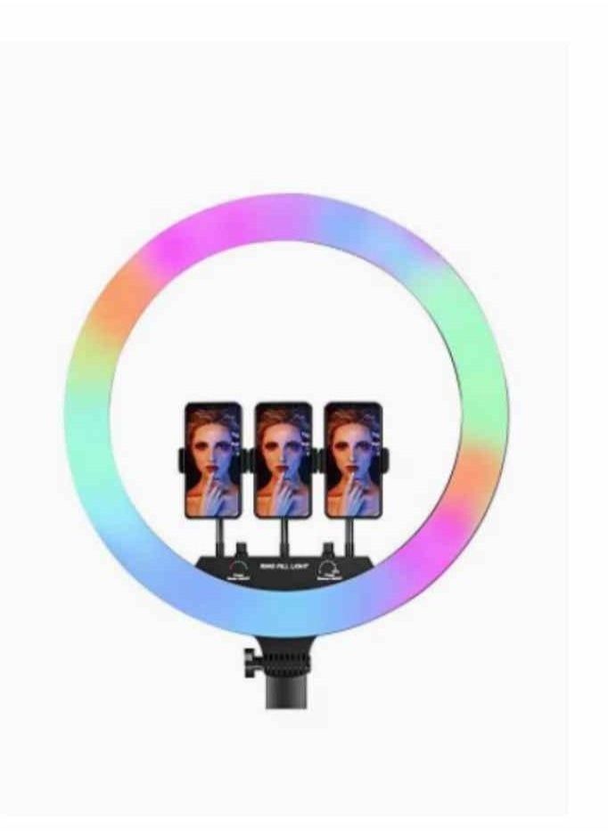 Generic 18-inch RGB Ring Light with Stand 42W Dimmable Bi-Color 3200K-5600K CRI 95+ LED Ring Light with 0-360 Full Color 9 Special Scenes Effect for Selfie Makeup Party Vlog YouTube Video Shooting  - Image 2