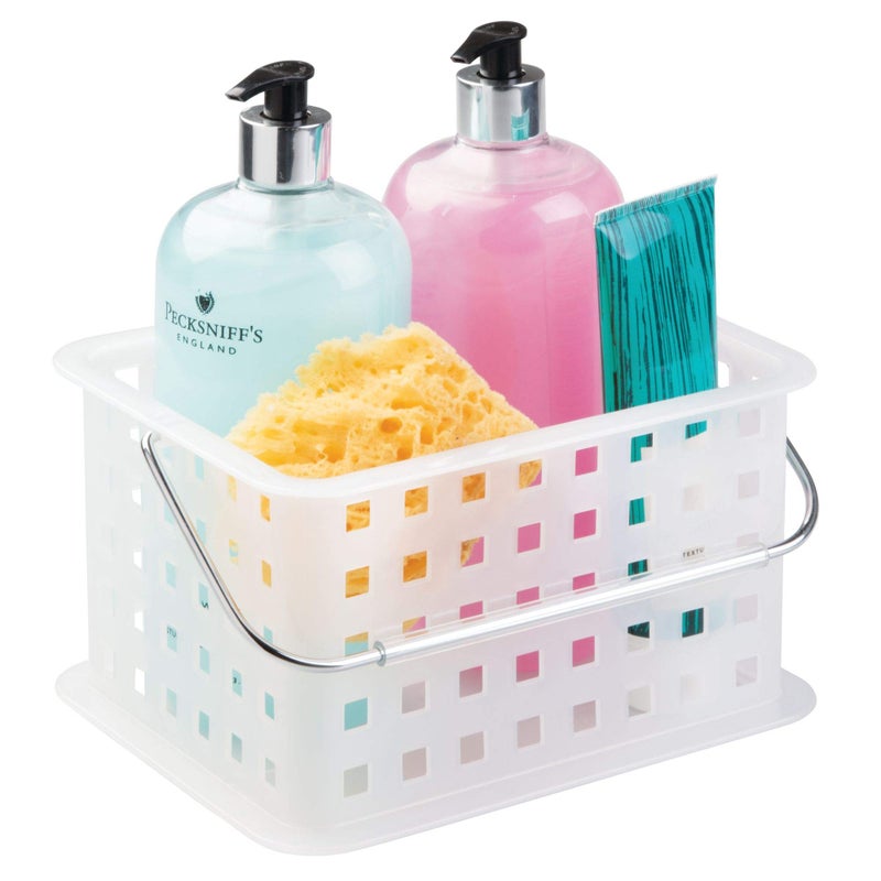 iDesign Shower Caddy Basket with Handle for Bathroom or College Dorm ClearFrost Made in USA