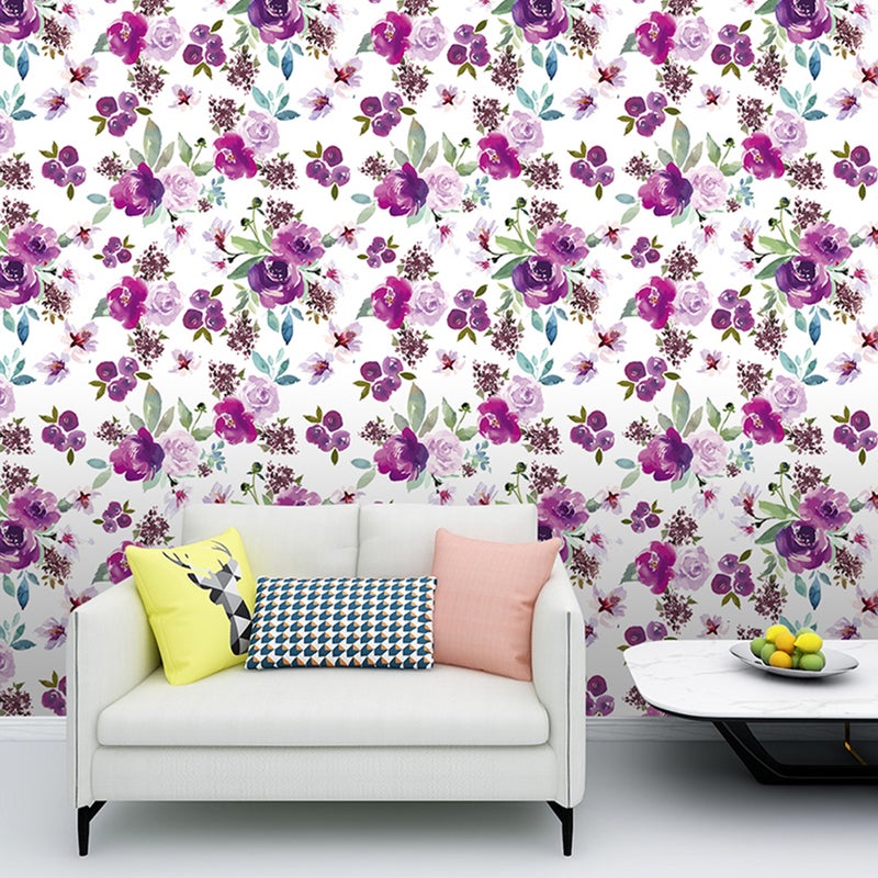 1 Set Flowers Self-adhesive Wallpaper Removable Wallpaper Background Wall Paste - Image 3