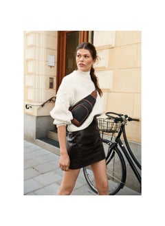 Bostanten BOSTANTEN Sling Bag for Women Crossbody Purse Cross body Bag Leather Chest Bag with Removable Guitar Strap, Black and Brown  - Image 2