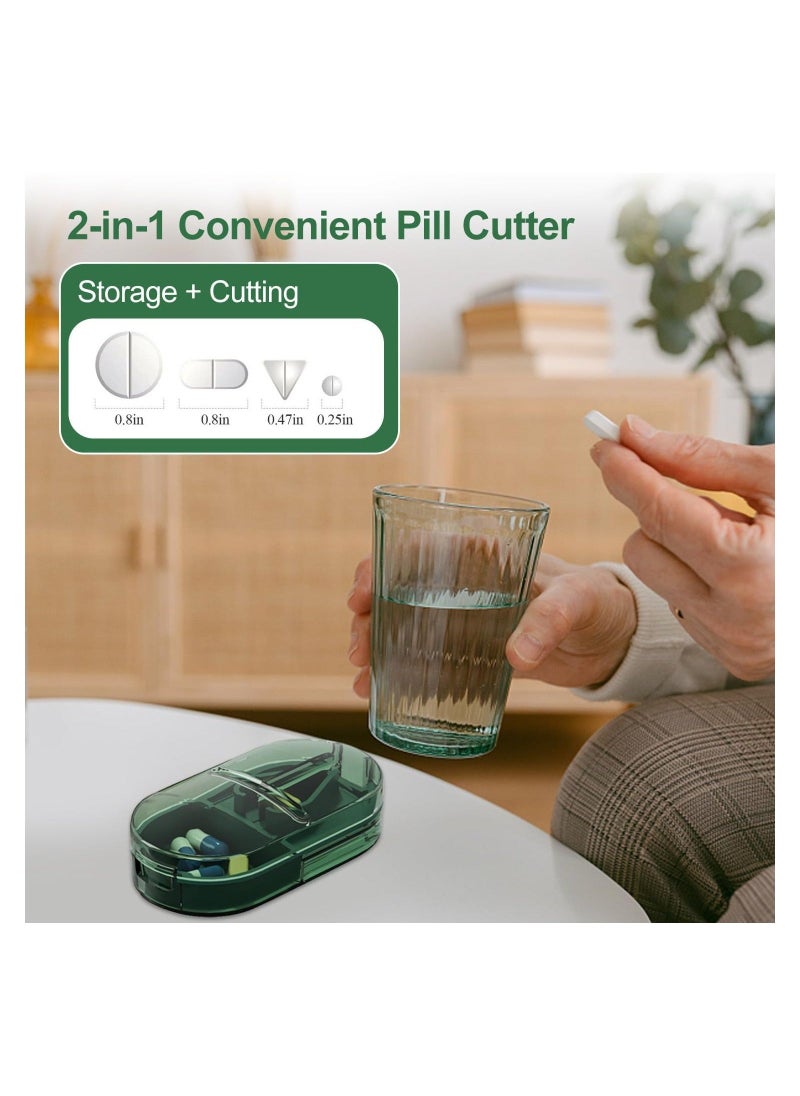 Pill Cutter Portable Pill Splitter 2-in-1 Pill Case with Stainless Steel Blade for Small or Large Vitamins Tablets Mini Pill Organizer Compartment - Image 2