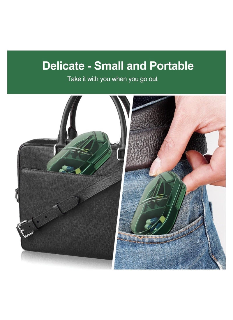 Pill Cutter Portable Pill Splitter 2-in-1 Pill Case with Stainless Steel Blade for Small or Large Vitamins Tablets Mini Pill Organizer Compartment - Image 4