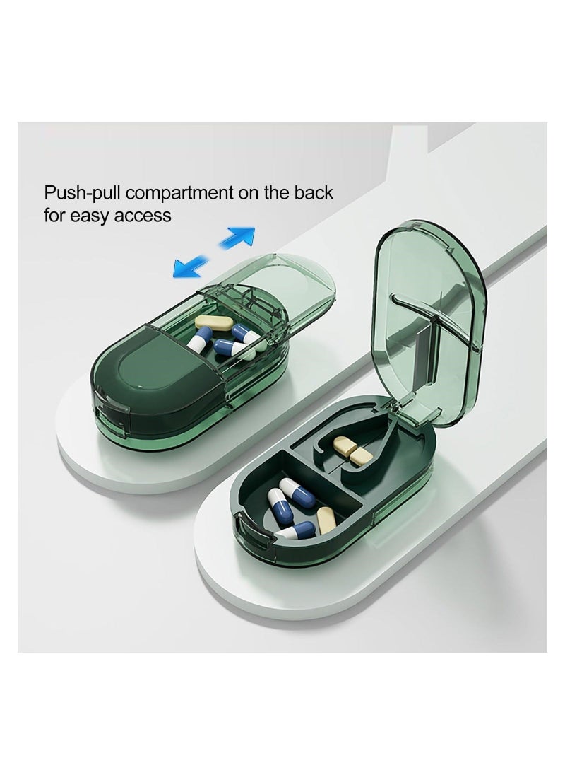 Pill Cutter Portable Pill Splitter 2-in-1 Pill Case with Stainless Steel Blade for Small or Large Vitamins Tablets Mini Pill Organizer Compartment - Image 3