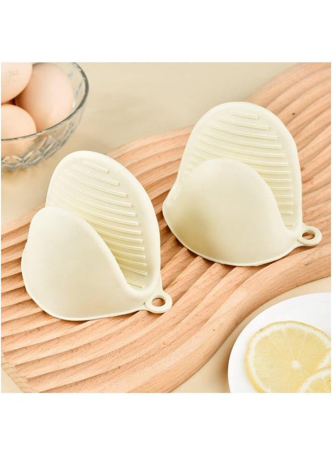 Generic - Silicone Oven Mitts Thickened Non-Slip Heat Resistant Creamy yellow anti-scald hand clips [pack of 2] - Image 1