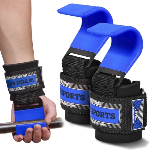 WYOX Weight Lifting Hooks for Men & Women (Pair) – Heavy Duty Wrist Support Straps with Hooks for Deadlifts, Pull Ups, Shrugs – Gym Lifting Straps with Grip Assist for Weightlifting & Strength Training - Image 1
