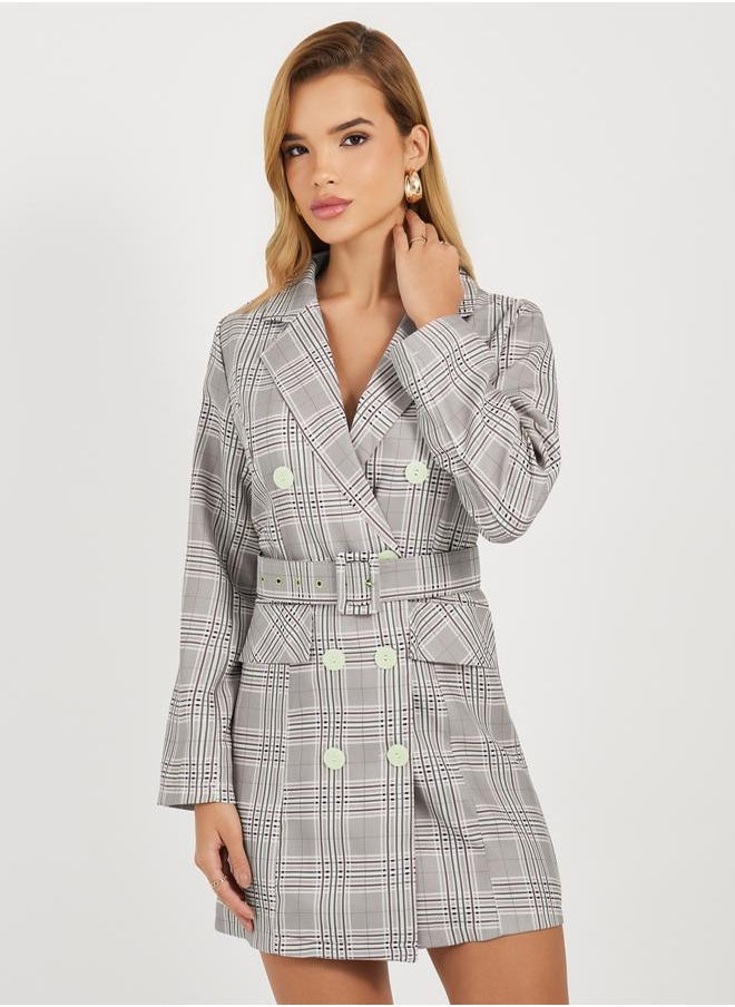 Styli Checked Belted Blazer Mini Dress  - Image 2