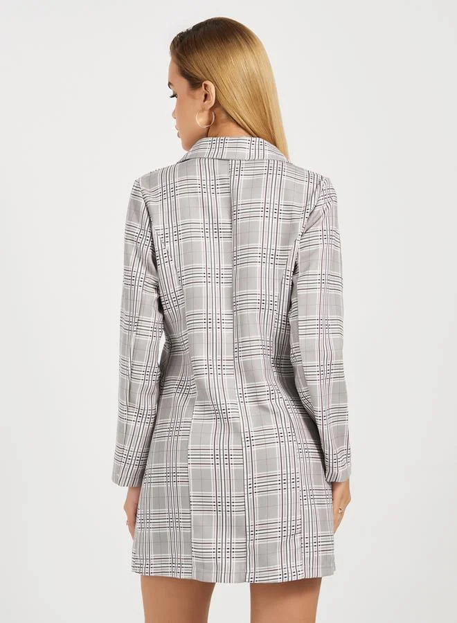 Styli Belted Plaid Dress