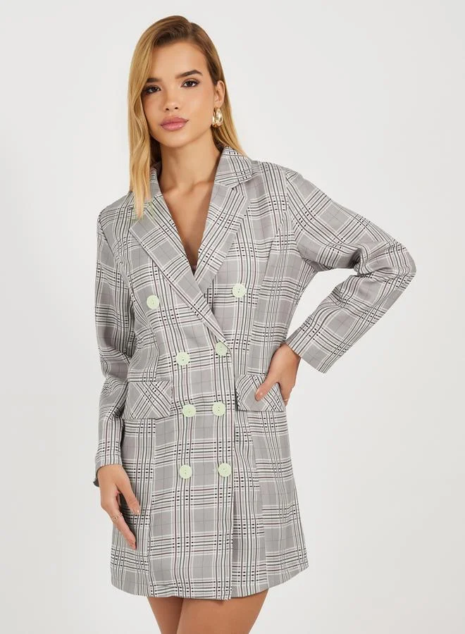 Styli Belted Plaid Dress