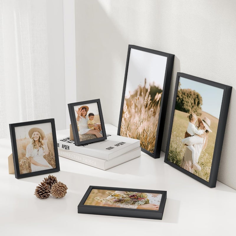 FLYJOE A4 Picture Frame Black - High-End Metal 8.3 x 11.7 Frame for Wall, with Mat for A5, 8.25 x 11.75 Poster Frame, Certificate Frame with Glass, Wall Kit, Black - Image 2