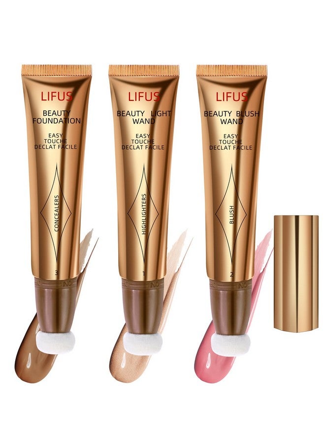 LIFUS Beauty Wand Makeup Set Face Liquid Cream Contour Highlighter Bronzer Blush Stick With Cushion Applicator Lightweight, Blendable, Natural, Longlasting, And Easy To Apply - Image 2
