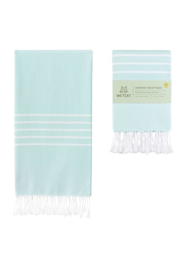 WetCat Turkish Beach Towel Oversized 38x71 100% Cotton Sand Free Quick Dry Extra Large, Light Travel Towel for Adults Beach Gifts Beach Accessories - Aquamarine - Image 1