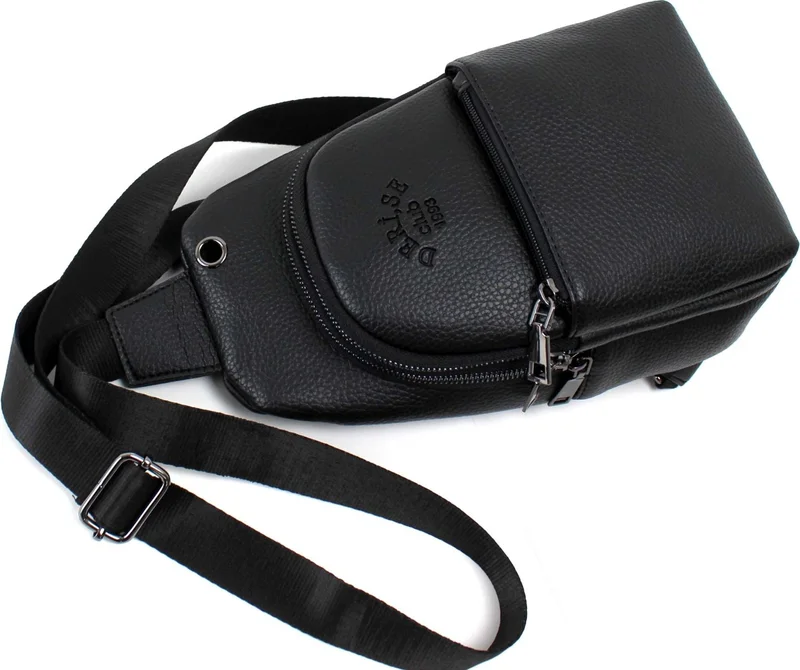 Derise Club Black Color Cross Strap Bag Chest Bag Multi-Compartment Shoulder Strap Bodybag Bag with Headphone Outlet