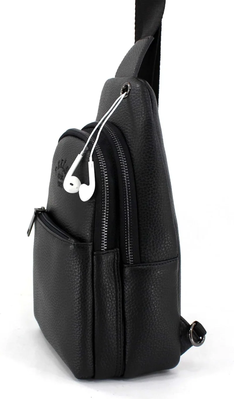 Derise Club Black Color Cross Strap Bag Chest Bag Multi-Compartment Shoulder Strap Bodybag Bag with Headphone Outlet