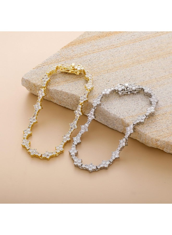 TOPGRILLZ 7Mm Tennis Link Anklet Bracelet For Women Iced Out Cubic Zirconia 14K Gold Plated Anklet For Women Minimalist Foot Jewelry (Gold 9 In) - Image 3