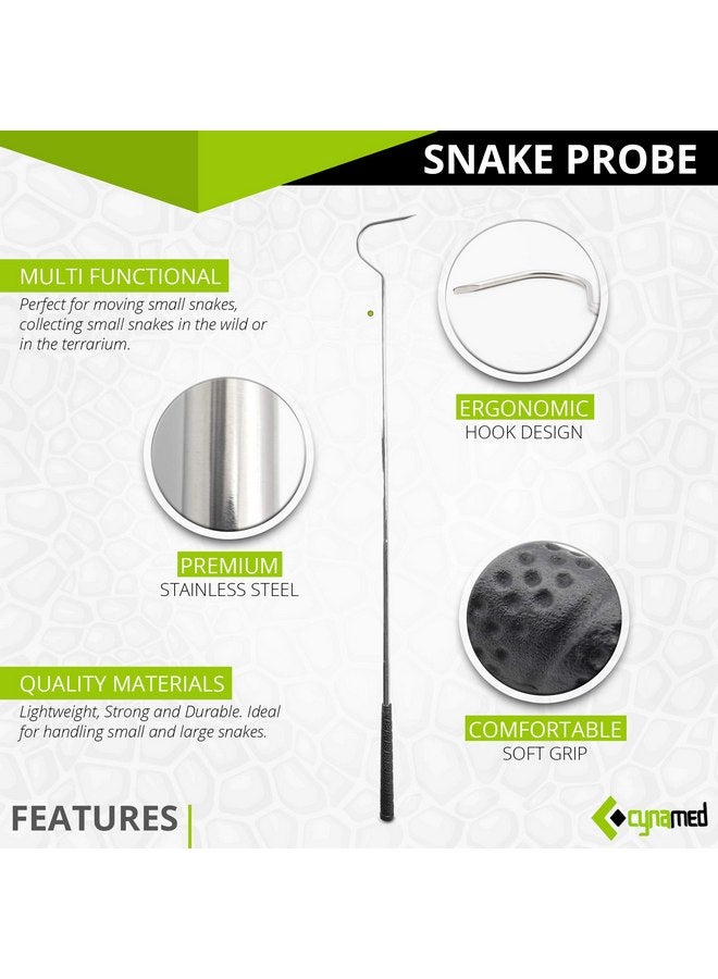 Cynamed Professional Stainless Steel Probe Snake Hook Reptile Catcher Stick Rattlesnake Grabber Pick-up Handling Tool - Image 2