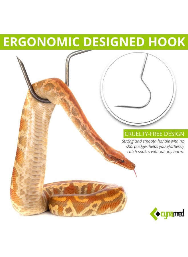 Cynamed Professional Stainless Steel Probe Snake Hook Reptile Catcher Stick Rattlesnake Grabber Pick-up Handling Tool - Image 4