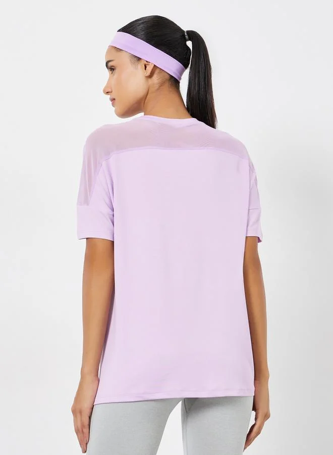 ستايلي اكتيف بلوزة يوجا بقصة واسعة وتفاصيل شبكية