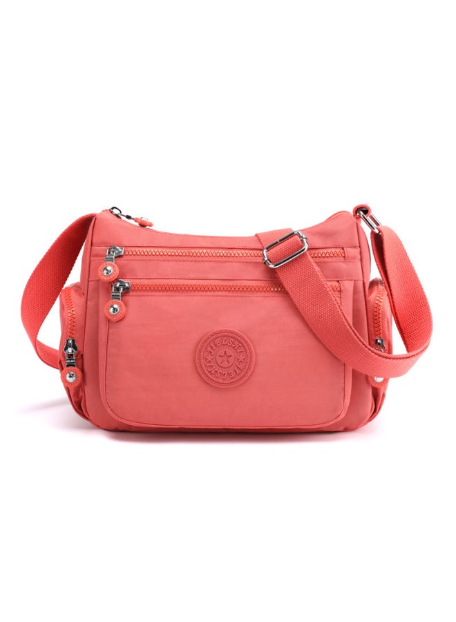 OxFord Cloth Women's Bag Summer Lightweight Shoulder Messenger Bag Casual Versatile Waterproof Nylon Cloth Bag-Color:Orange  - Image 1