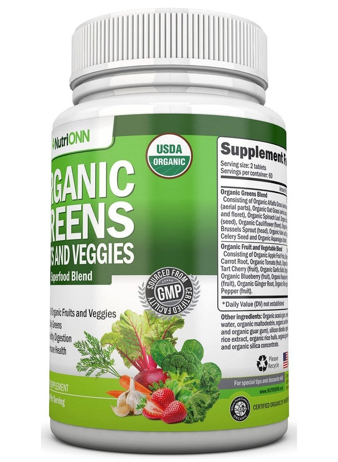 NutriONN Organic Super Greens Capsules Fruit And Vegetable Supplements 120 Count 28 Usda Organic  Vegan Premium Ingredients Superfood Blend For Immune Health Digestion  Energy Whole Food Vitamins - Image 5
