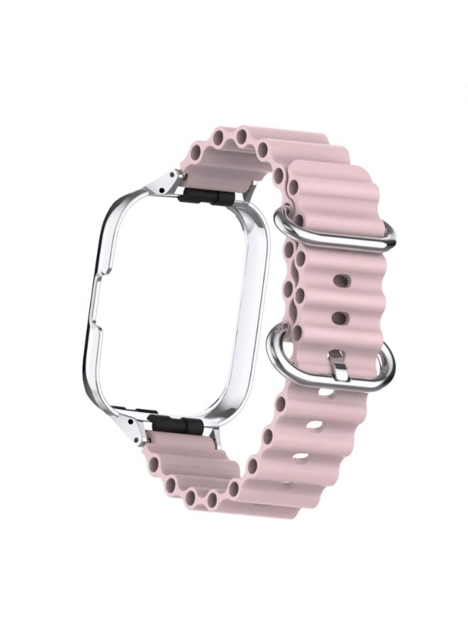 cean Strap Compatible with Xiaomi Redmi Watch 2 Lite/Poco Watch/Horloge 2, Adjustable Silicone Strap with Metal Buckle, Band With Frame Metal Women Men Replacement Strap (Pink Sand) - Image 2
