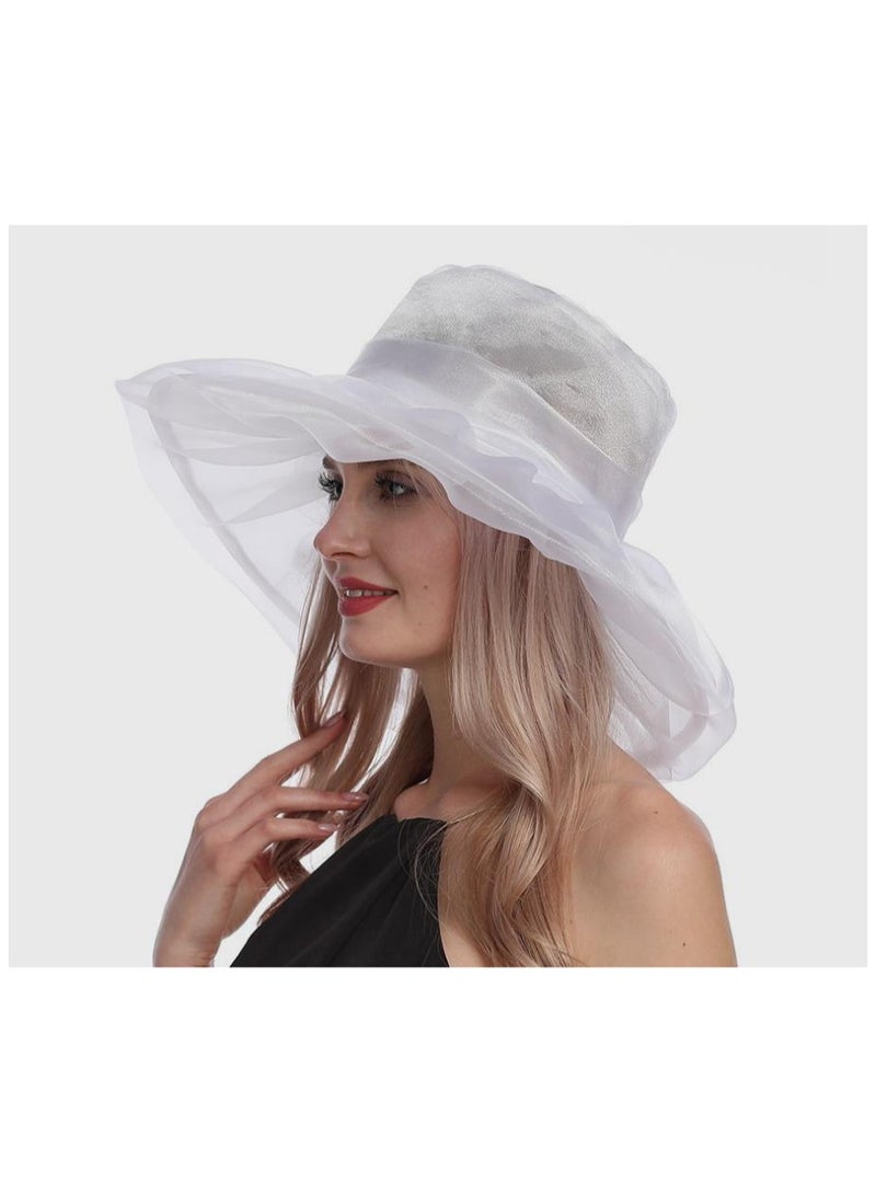 KUYING New Organza Large Brim Sunvisor Hat Foldable UV Resistant Beach Hat  - Image 1
