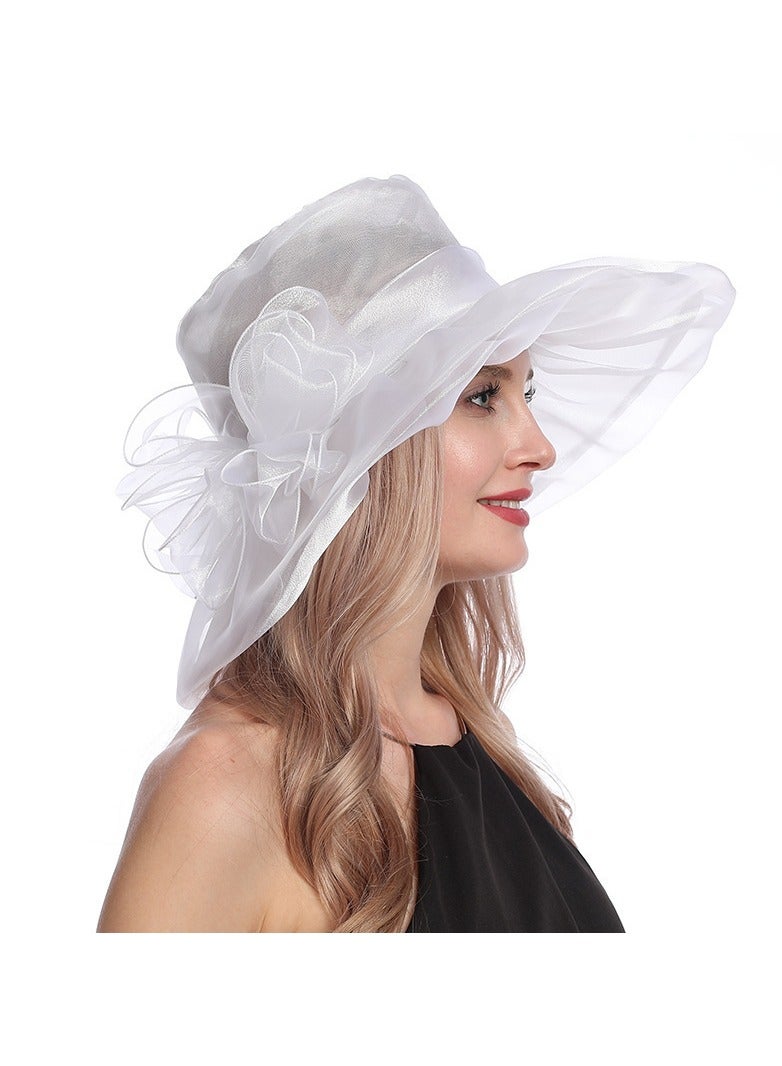 KUYING New Organza Large Brim Sunvisor Hat Foldable UV Resistant Beach Hat  - Image 2