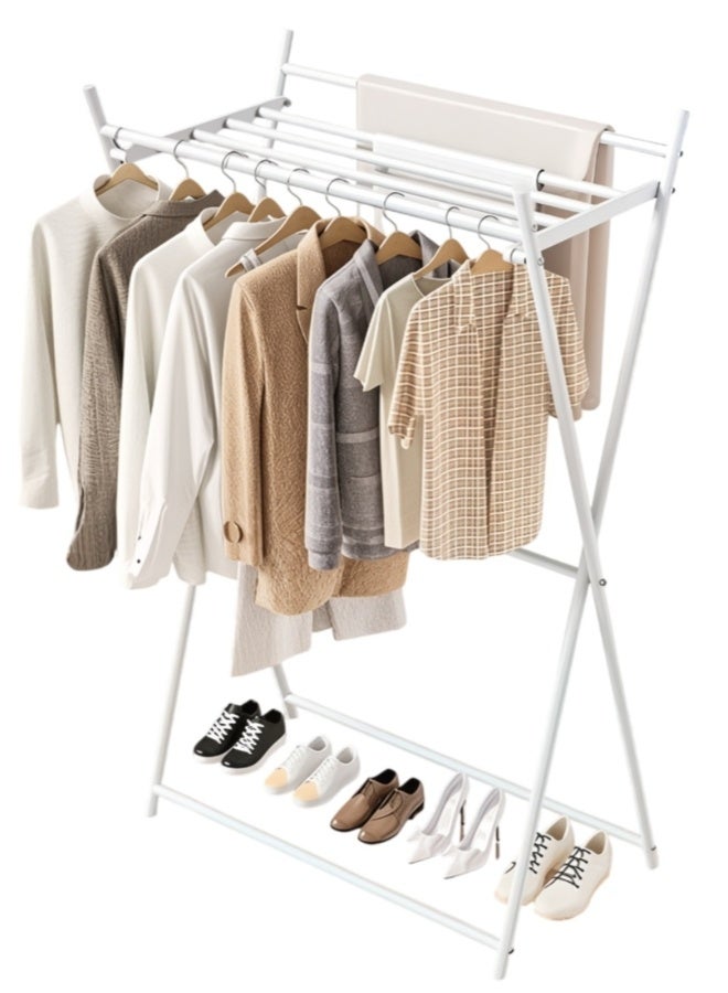 Foldable Clothes Drying Rack 68 × 46 × 130 cm – Heavy Duty Metal Laundry Drying Stand with 7 Drying Rails & Hanging Rail, Space Saving Indoor & Outdoor Clothes Airer for Shirts, Towels, Blankets, Dresses and Daily Laundry - Multicolor - Image 1