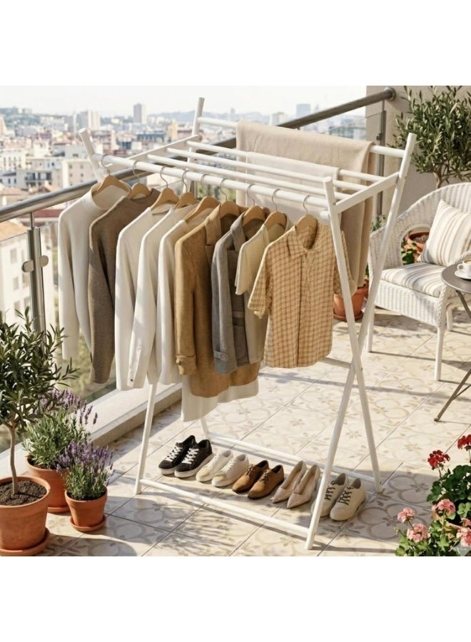 Foldable Clothes Drying Rack 68 × 46 × 130 cm – Heavy Duty Metal Laundry Drying Stand with 7 Drying Rails & Hanging Rail, Space Saving Indoor & Outdoor Clothes Airer for Shirts, Towels, Blankets, Dresses and Daily Laundry - Multicolor - Image 4