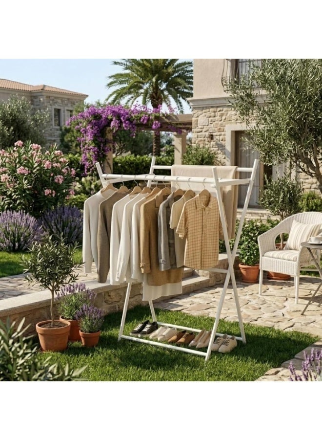 Foldable Clothes Drying Rack 68 × 46 × 130 cm – Heavy Duty Metal Laundry Drying Stand with 7 Drying Rails & Hanging Rail, Space Saving Indoor & Outdoor Clothes Airer for Shirts, Towels, Blankets, Dresses and Daily Laundry - Multicolor - Image 3