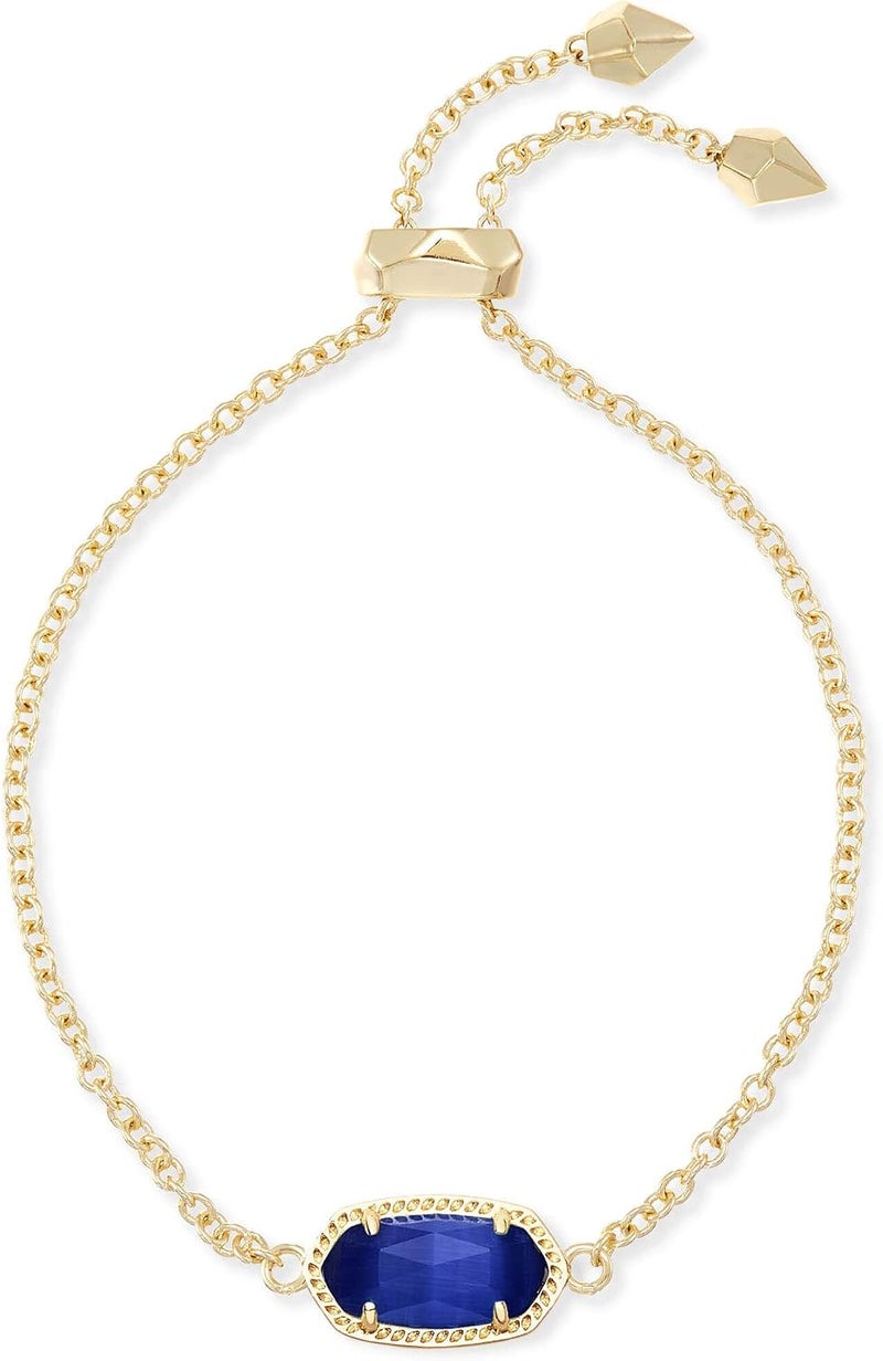 Kendra Scott Elaina Adjustable Chain Bracelet for Women - Gold-Plated with Cobalt Cats Eye - Image 1