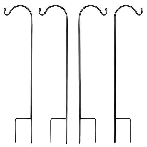 MIXXIDEA 4/8PK Heavy Duty Garden Shepherds Hooks for Outdoor, Premium Metal Shepherds Hooks, Height Adjustable Bird Feeder Hanger, Hanging Basket Hooks 37” Inch Tall Hanging Plant Hooks (4PK) - Image 1