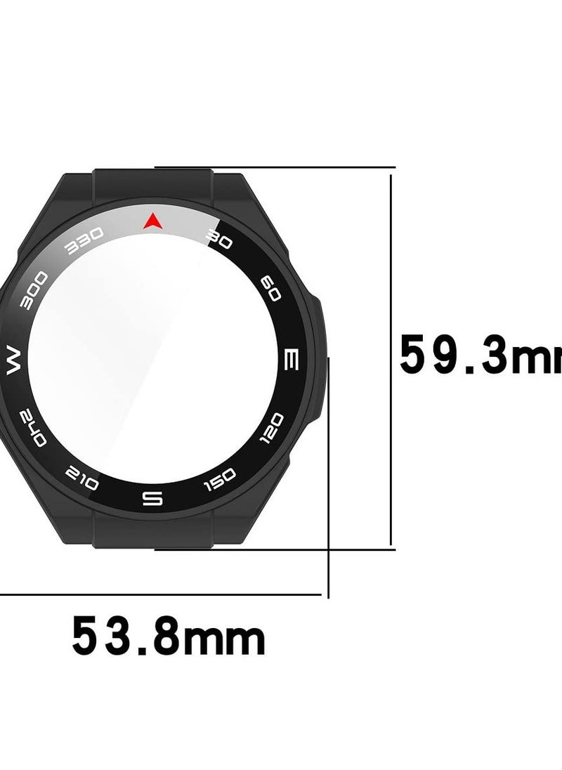Excefore - 2 Pack Case with Tempered Glass Screen Protector for Huawei Watch Ultimate, 360° All-Round Protective Cover, Ultra-Thin PC Case in Black and Blue - Image 1