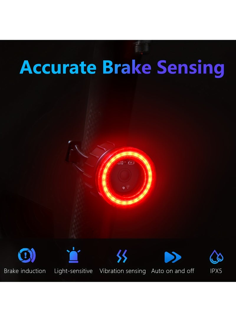 TWOOC Smart Bike Tail Light – Auto On/Off u0026 Brake Sensing LED Bicycle Rear Light with USB Rechargeable Battery | Waterproof u0026 5 Lighting Modes for Night Cycling Safety - Image 4