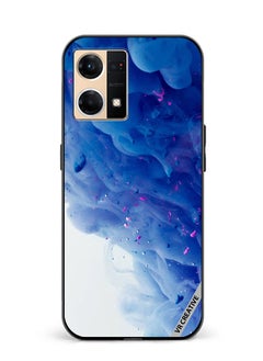 Protective Case Cover For Oppo Reno7 Blue Abstract Design Multicolour