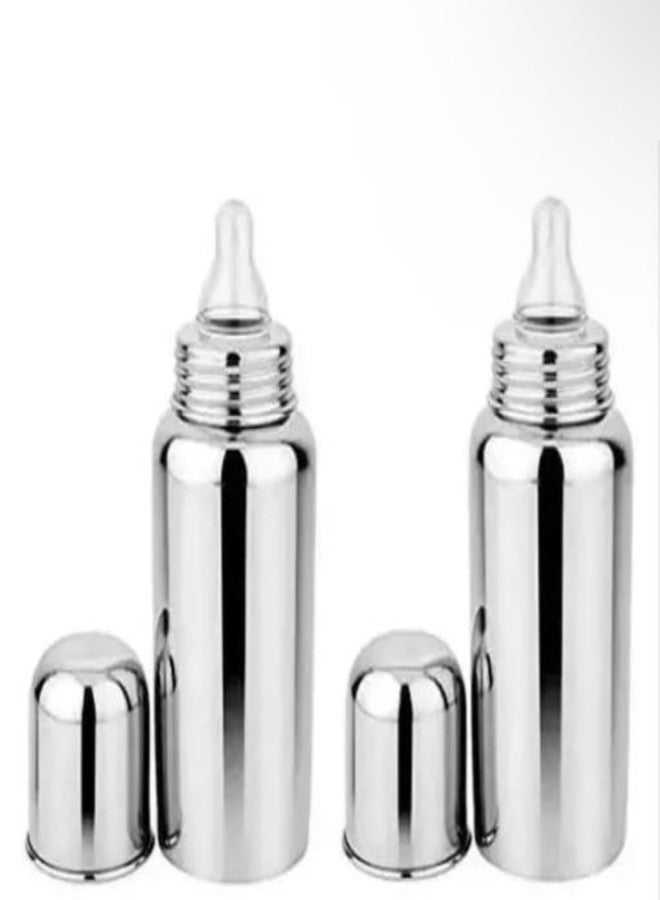 Jaayansha Stainless Steel Baby Feeding Milk Bottle, Milk Feeding, Water Feeding (Pack of 2, 240 ml.) - Image 1