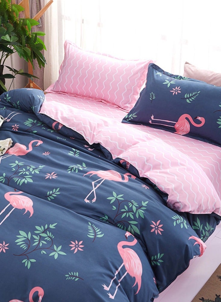 Sharpdo مجموعة سرير شارب دو 3 قطع، طقم لحاف قطني أزرق داكن، بدون قلب، غطاء لحاف مقاس كينغ، 220*240 سم، مع غطاء لحاف وأكياس وسائد - Image 2