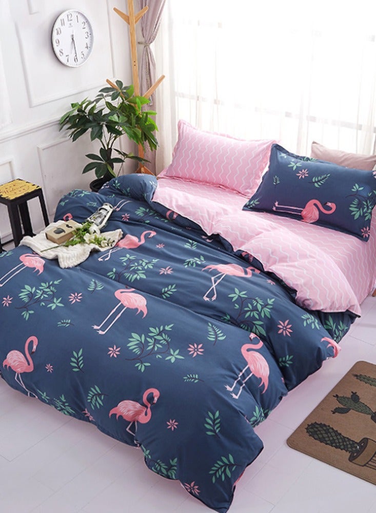 Sharpdo مجموعة سرير شارب دو 3 قطع، طقم لحاف قطني أزرق داكن، بدون قلب، غطاء لحاف مقاس كينغ، 220*240 سم، مع غطاء لحاف وأكياس وسائد - Image 3