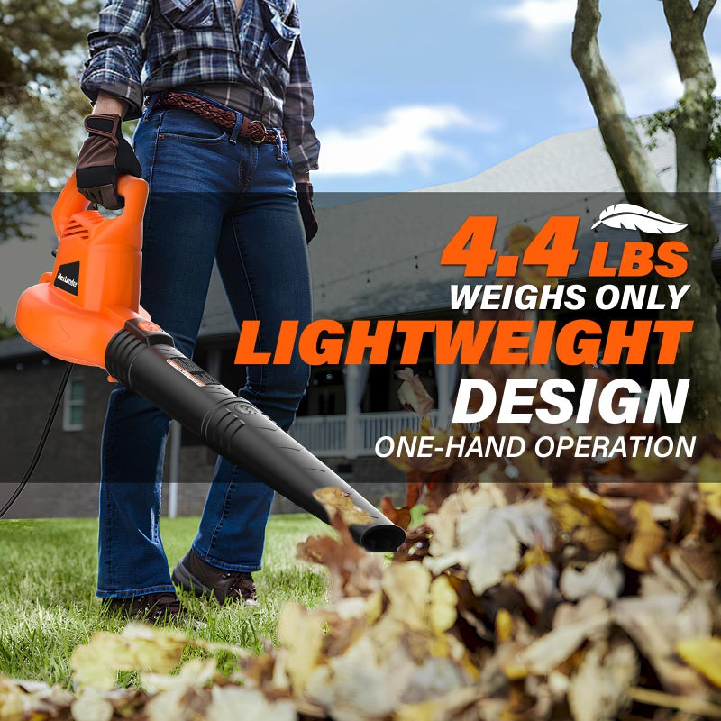 MAXLANDER Leaf Blower Corded, 7-AMP 350CFM/155MPH Electric Leaf Blower, Lightweight Handheld Small Leaf Blowers for Lawn Care - Image 4