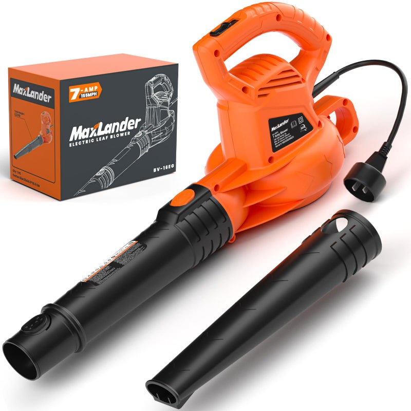 MAXLANDER Leaf Blower Corded, 7-AMP 350CFM/155MPH Electric Leaf Blower, Lightweight Handheld Small Leaf Blowers for Lawn Care - Image 1